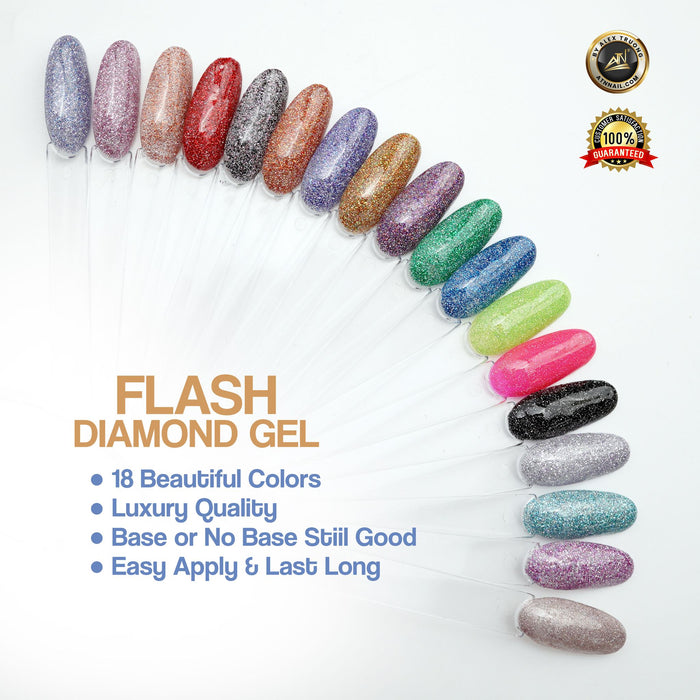 GEL – Flash Diamond Glitter Gel - Set 18 Colors