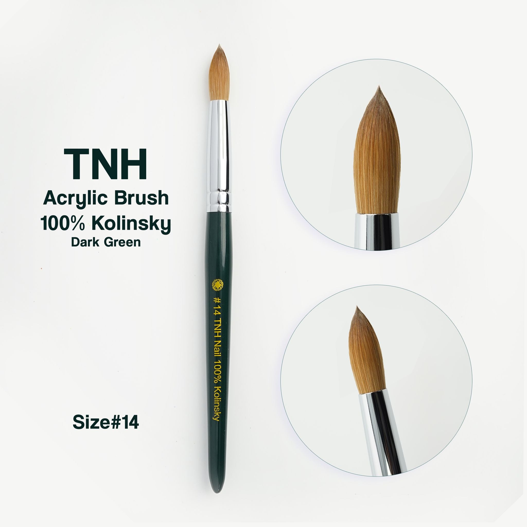 TNH 100% Kolinsky Acrylic Nail Brush | Dark Green