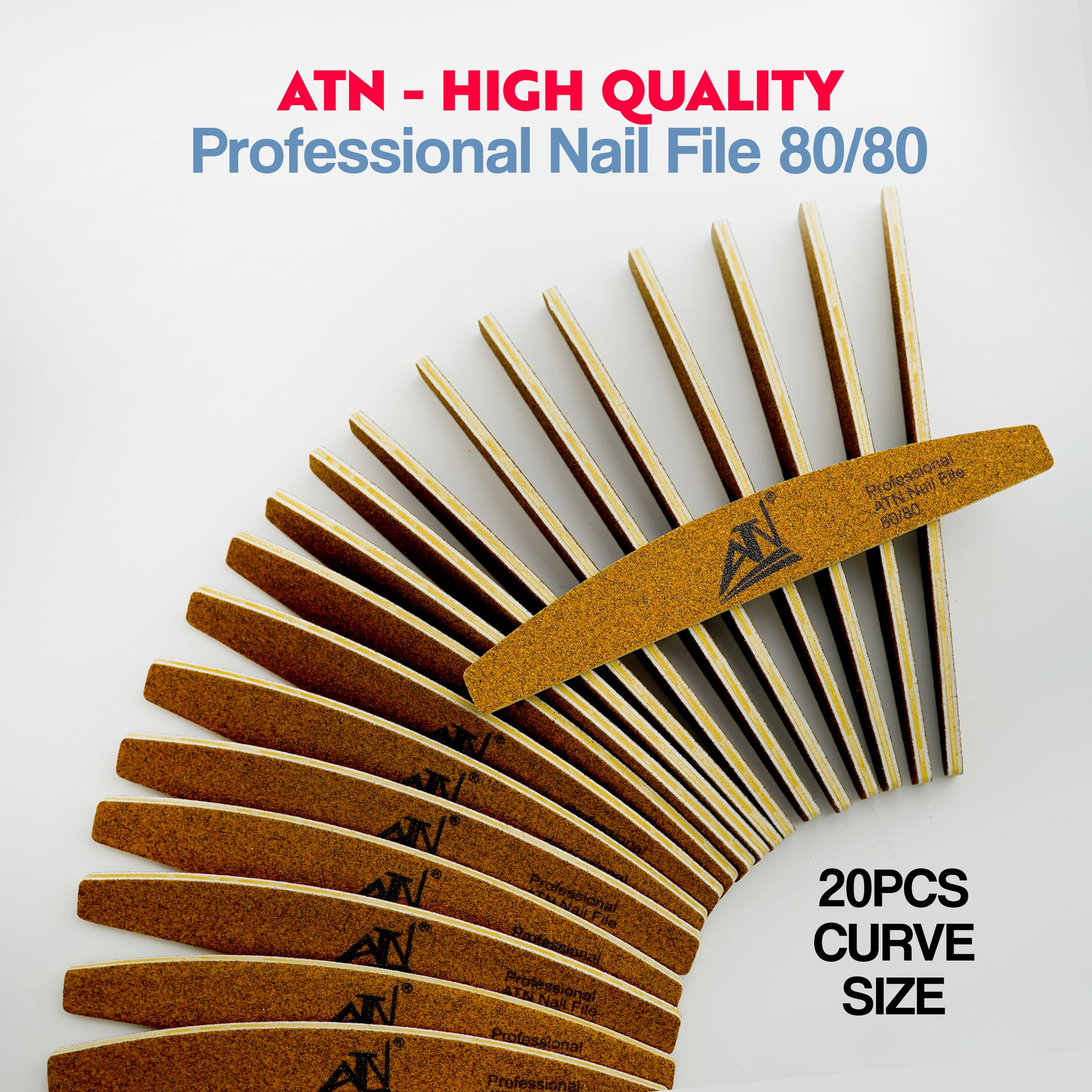 Nail File 80/80 - Yellow - 20pcs/Pack
