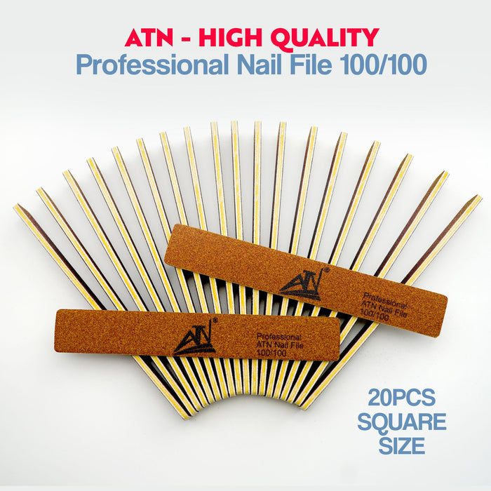 ATN - HIGH QUALITY PROFESSIONAL NAIL FILE 100/100 - YELLOW - 20 PCS