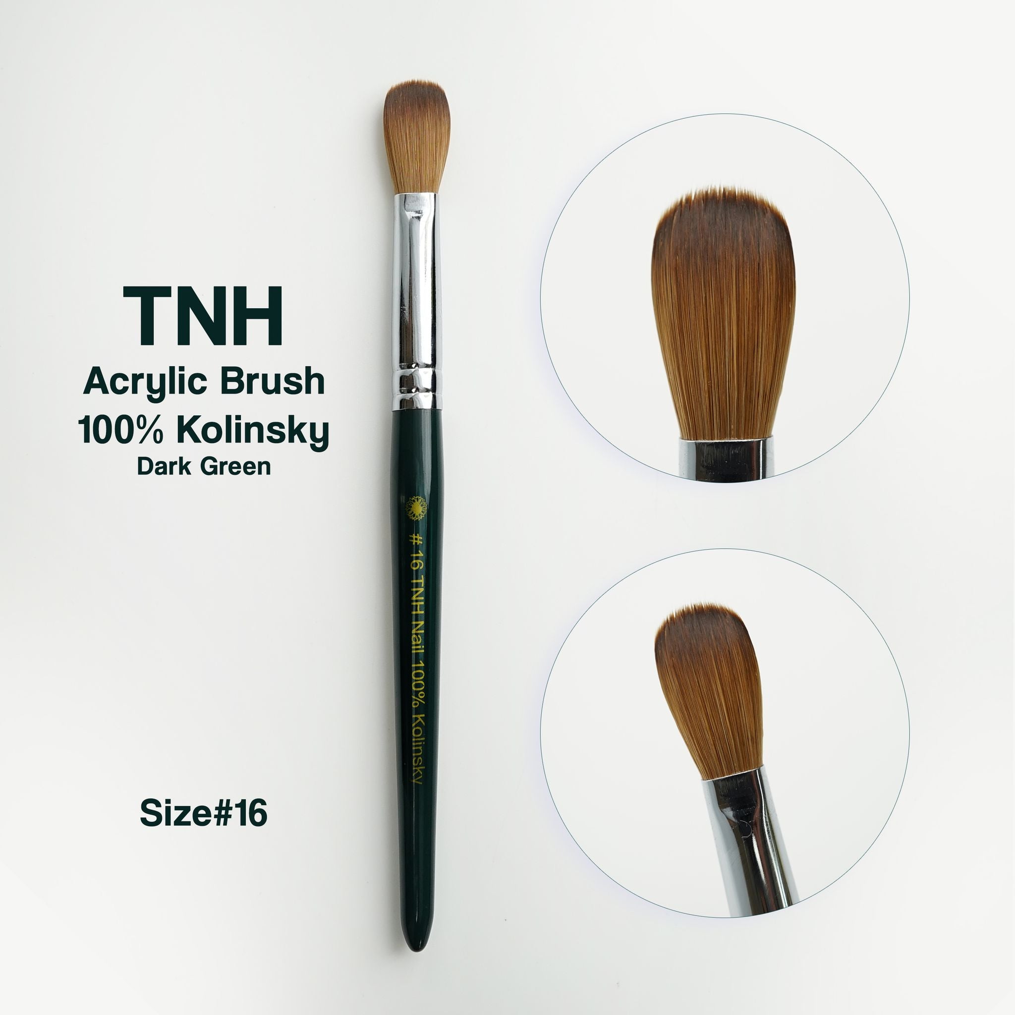 TNH 100% Kolinsky Acrylic Nail Brush | Dark Green