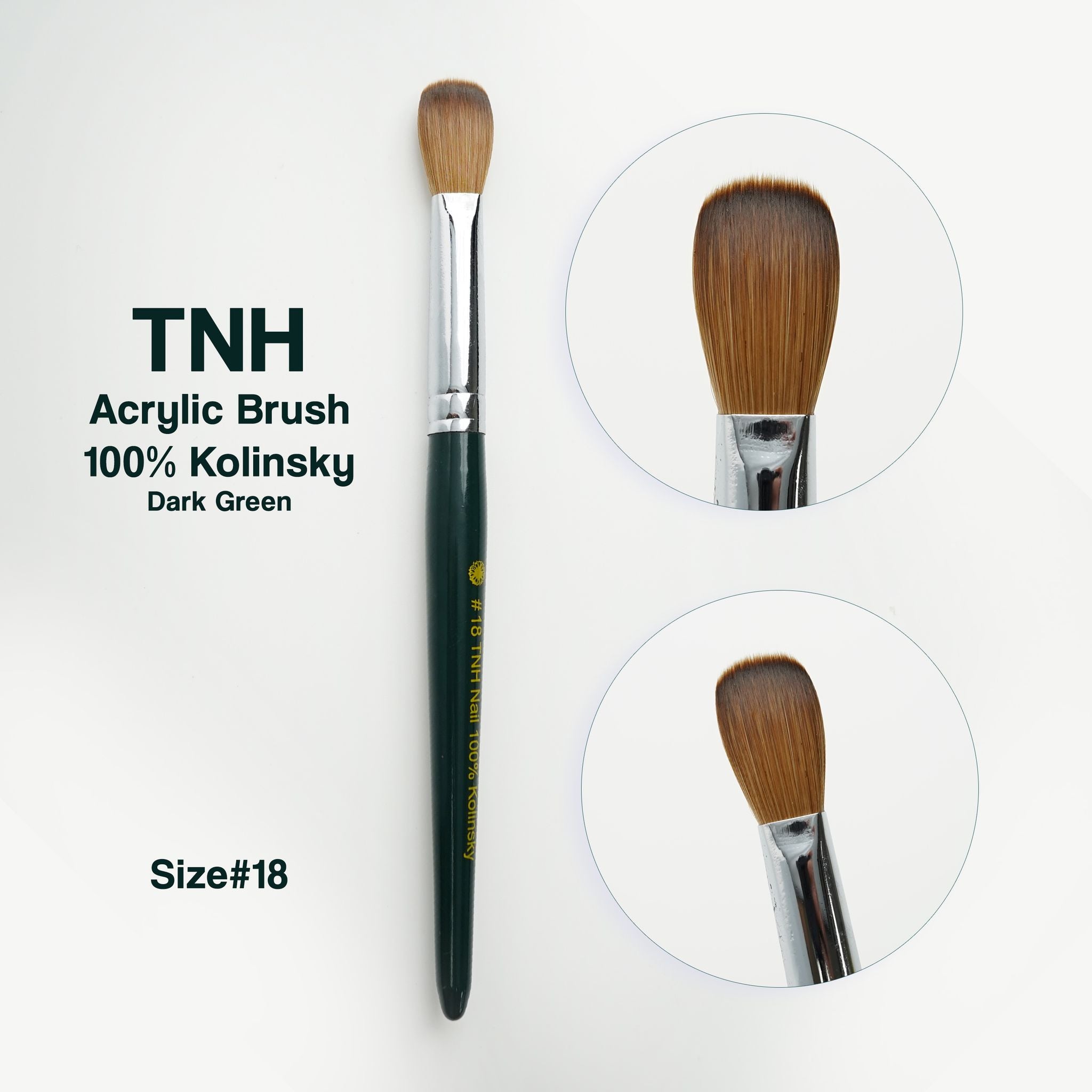TNH 100% Kolinsky Acrylic Nail Brush | Dark Green