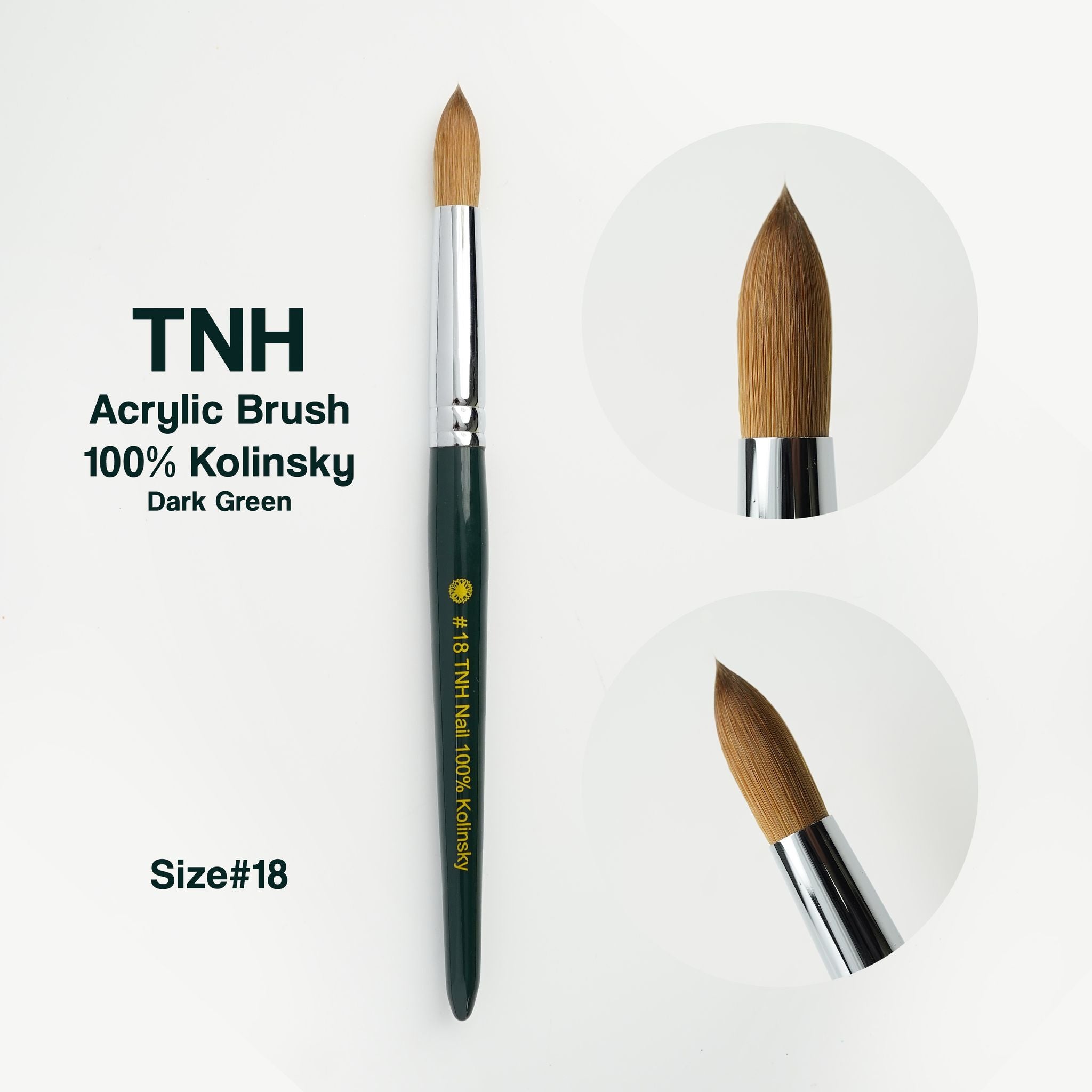 TNH 100% Kolinsky Acrylic Nail Brush | Dark Green