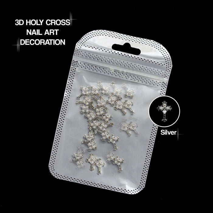 NAIL DECORATION - CHARM - Holy Cross with Pearl | 2 COLORS