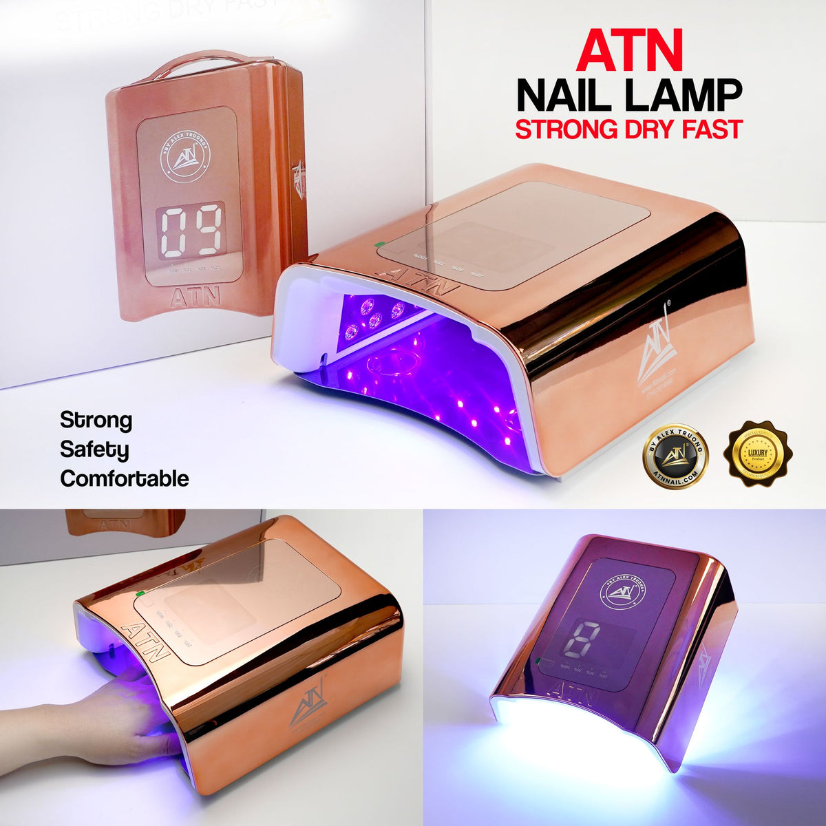 Đèn ATN MỚI MÀU VÀNG HỒNG - Đèn LED/UV không dây sạc 115W