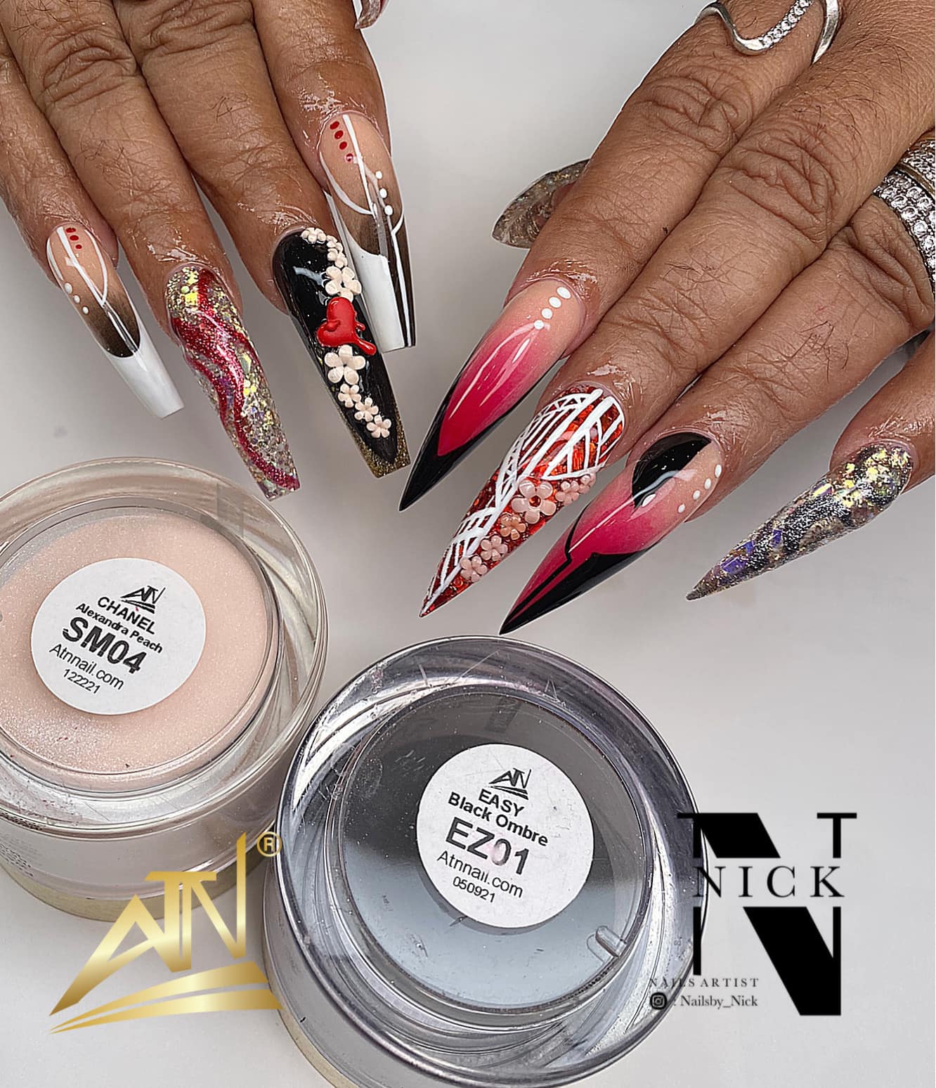Black & Red Ombre Acrylic Powder