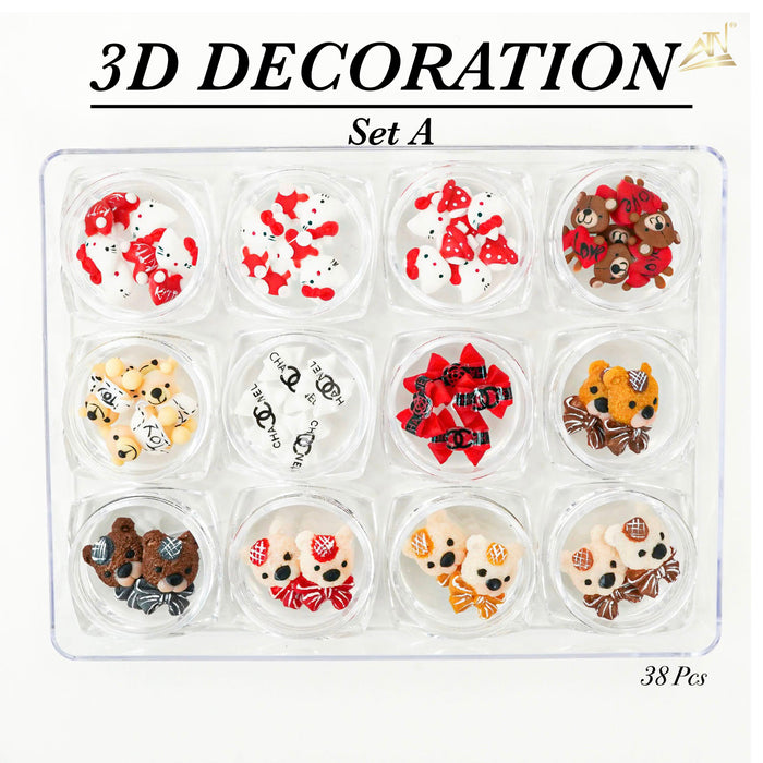 3D DECORATION - RABBIT_BEAR_KITTY_BOW - 12 DESIGNS | 38-48 PCS