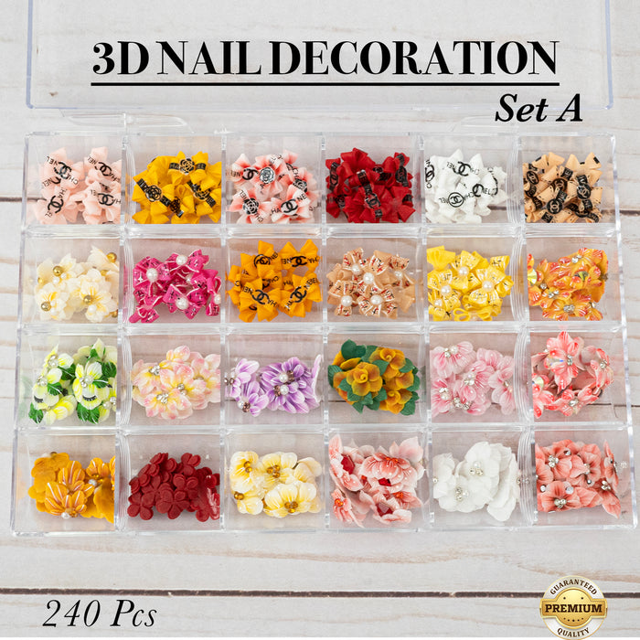 3D DECORATION - FLOWERS_BOWS - 24 DESIGNS | 240 pcs