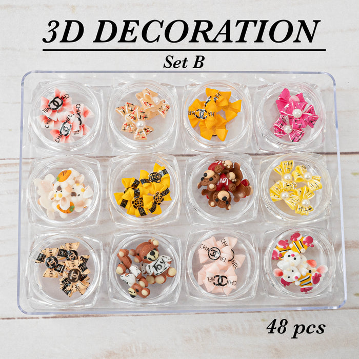 3D DECORATION - RABBIT_BEAR_KITTY_BOW - 12 DESIGNS | 38-48 PCS