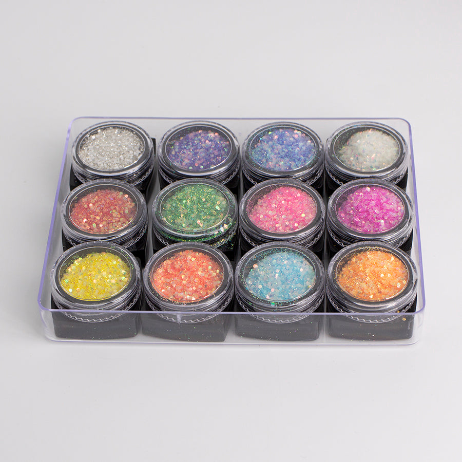 GLITTER - HEXAGON MIXED SET 12 COLORS