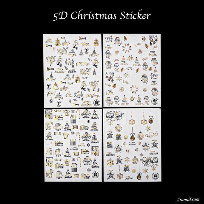 STICKER - CHRISTMAS GOLD & WHITE | Set 4 PCS
