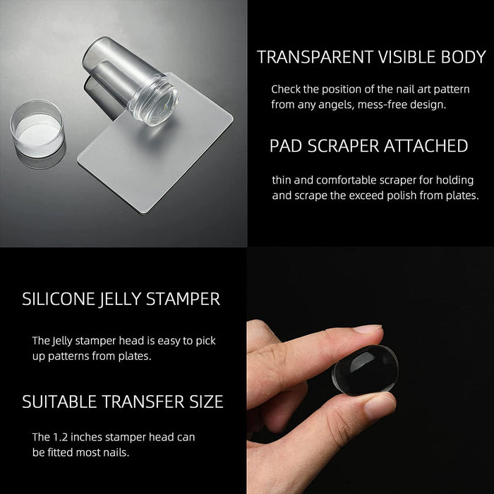 Nail Art Stamper, Clear Silicone Nail Stamper Transparent Visible