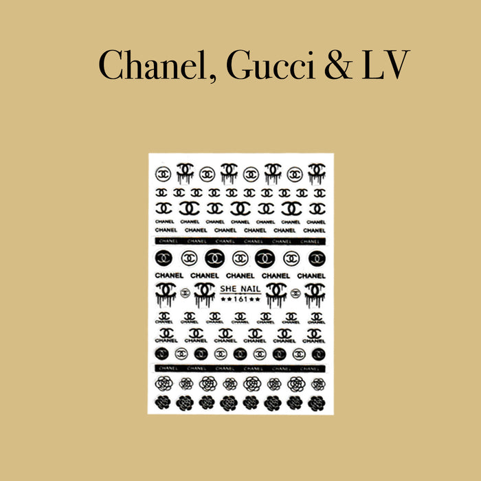 B&W Gucci, Chanel Stickers, LV
