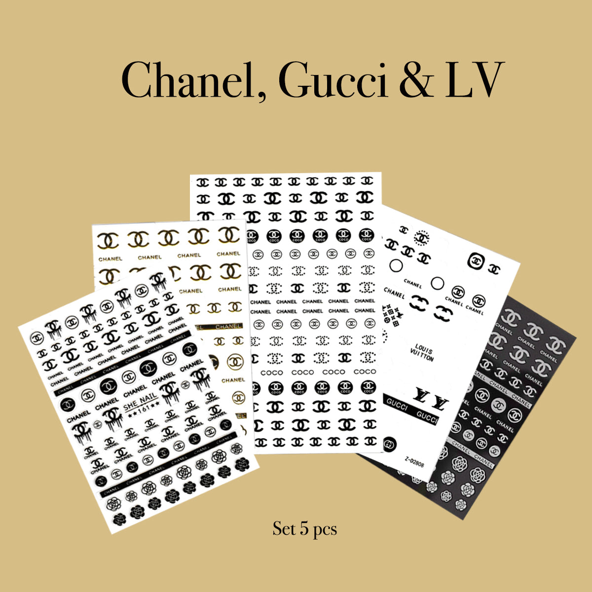 STICKER - LV, Dior, Chanel, YSL, Gucci – Glow In The Dark | SET 6 PCS