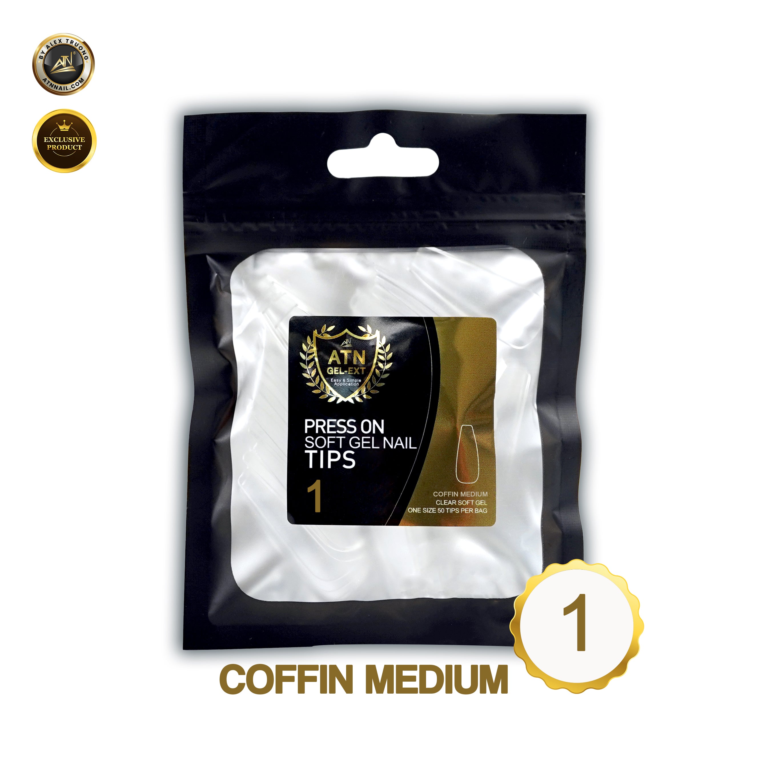 Gel X Tips - Coffin Medium | Bag 50pcs