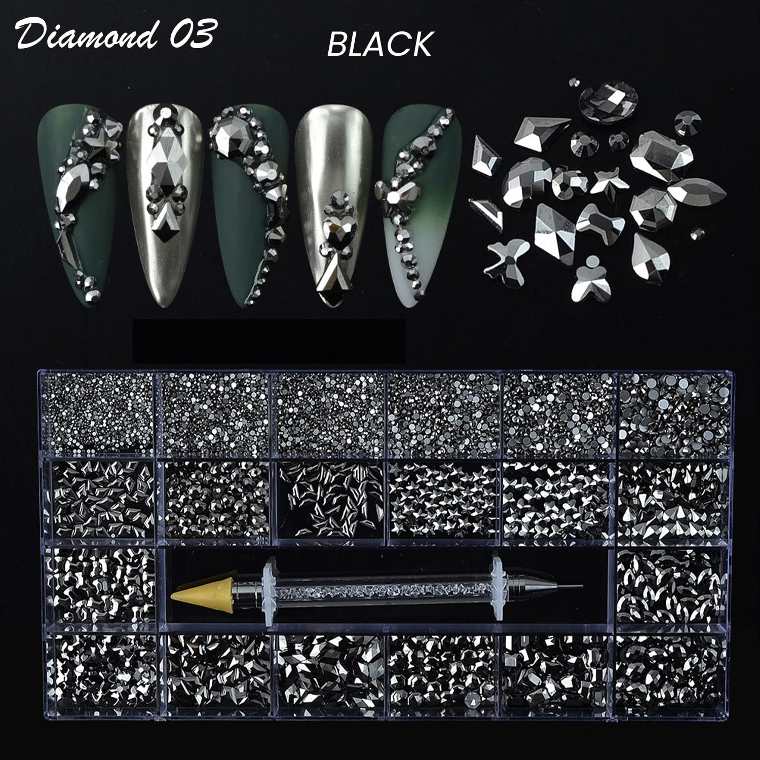 Hộp kim cương - Đá Rhinestone nhiều hình dạng | 20 hình dạng/gói