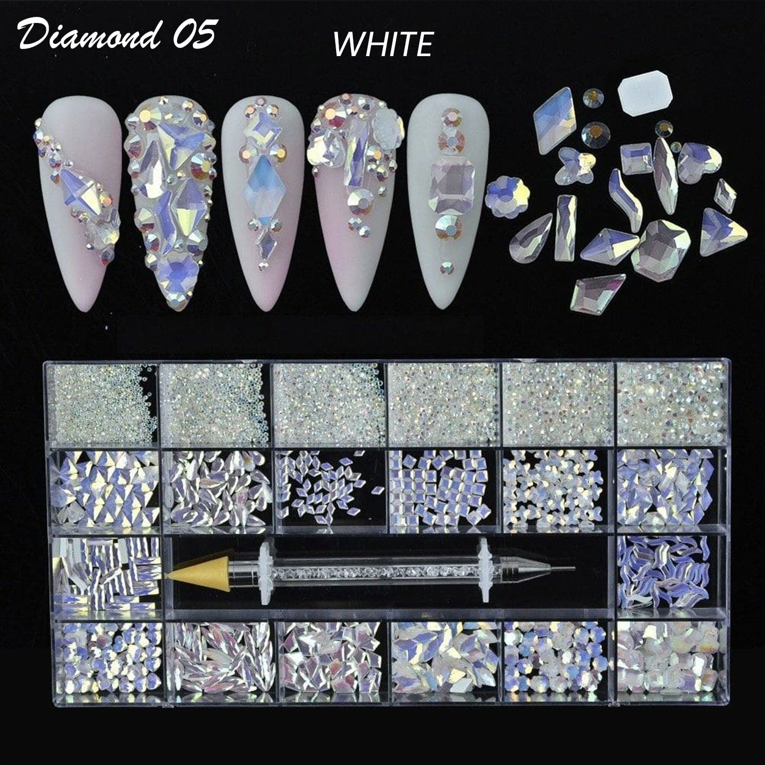 Hộp kim cương - Đá Rhinestone nhiều hình dạng | 20 hình dạng/gói