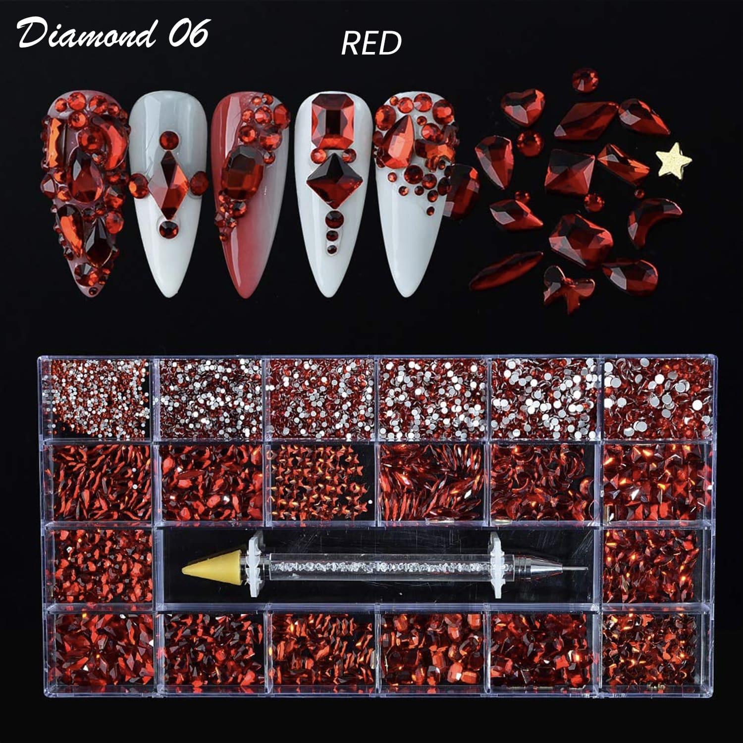Hộp kim cương - Đá Rhinestone nhiều hình dạng | 20 hình dạng/gói