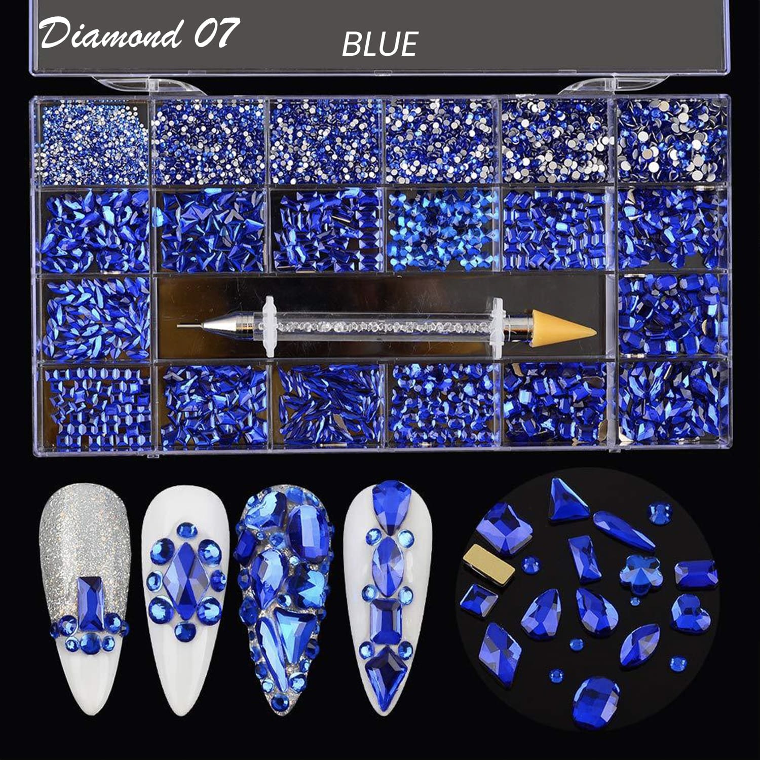 Hộp kim cương - Đá Rhinestone nhiều hình dạng | 20 hình dạng/gói