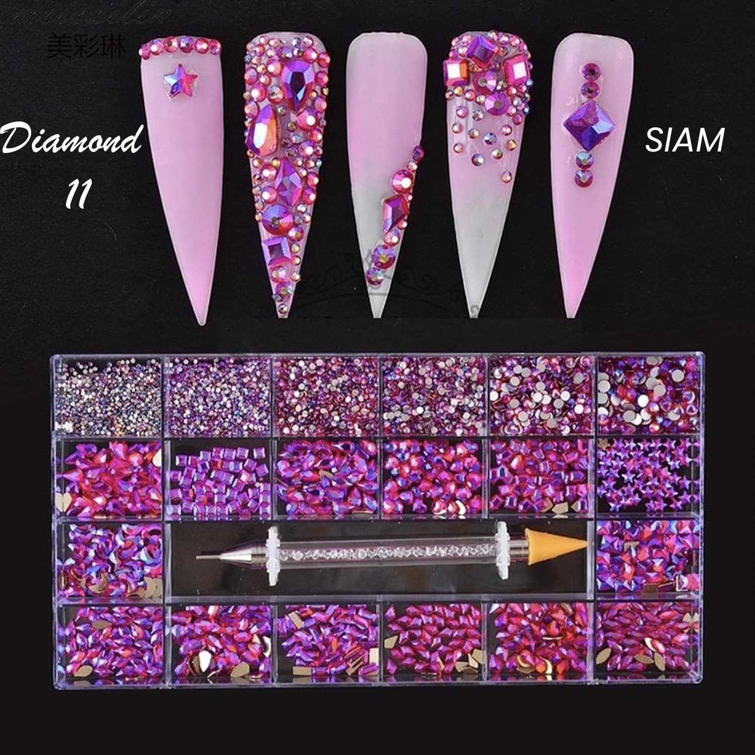 Hộp kim cương - Đá Rhinestone nhiều hình dạng | 20 hình dạng/gói