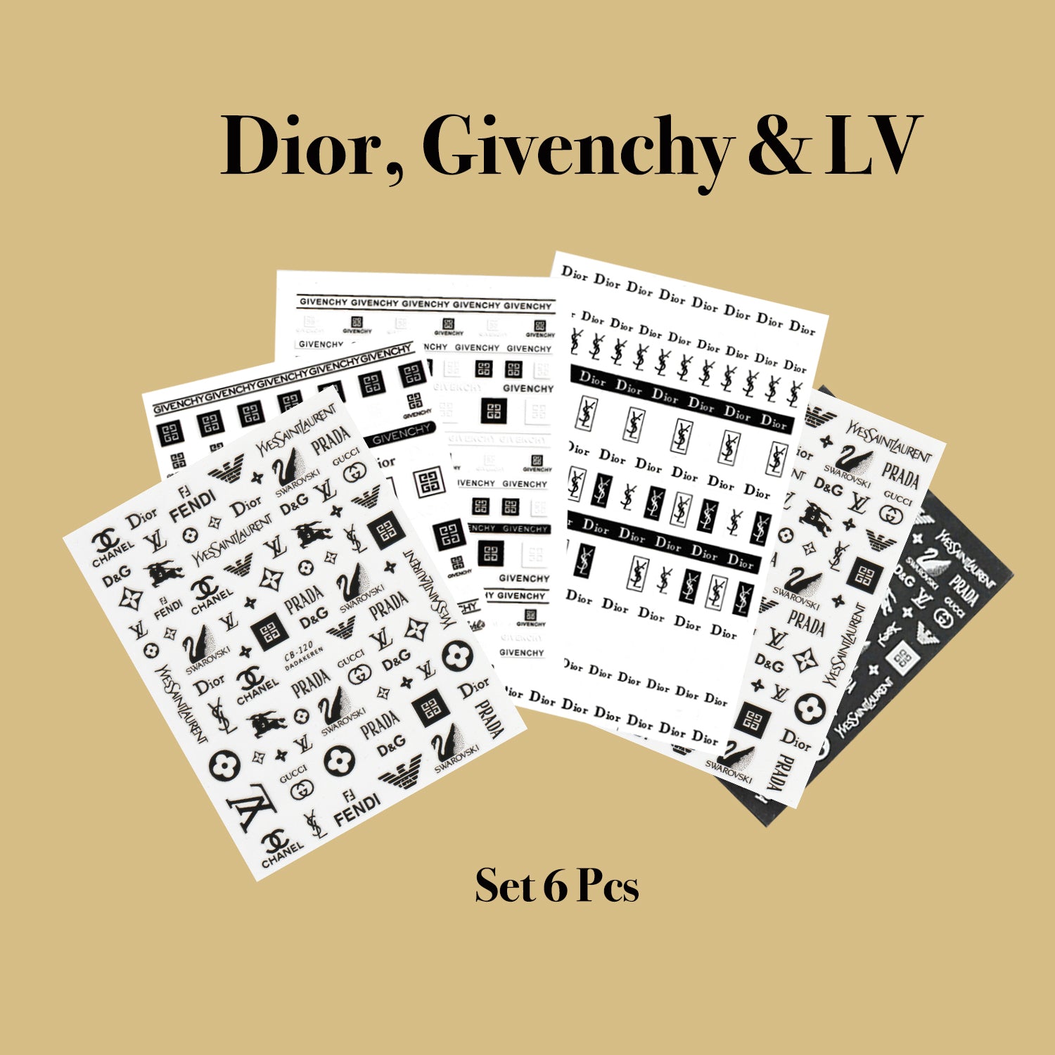 STICKER - DIOR, GIVENCHY & LV | SET 6 PCS – ATN Nail Supply
