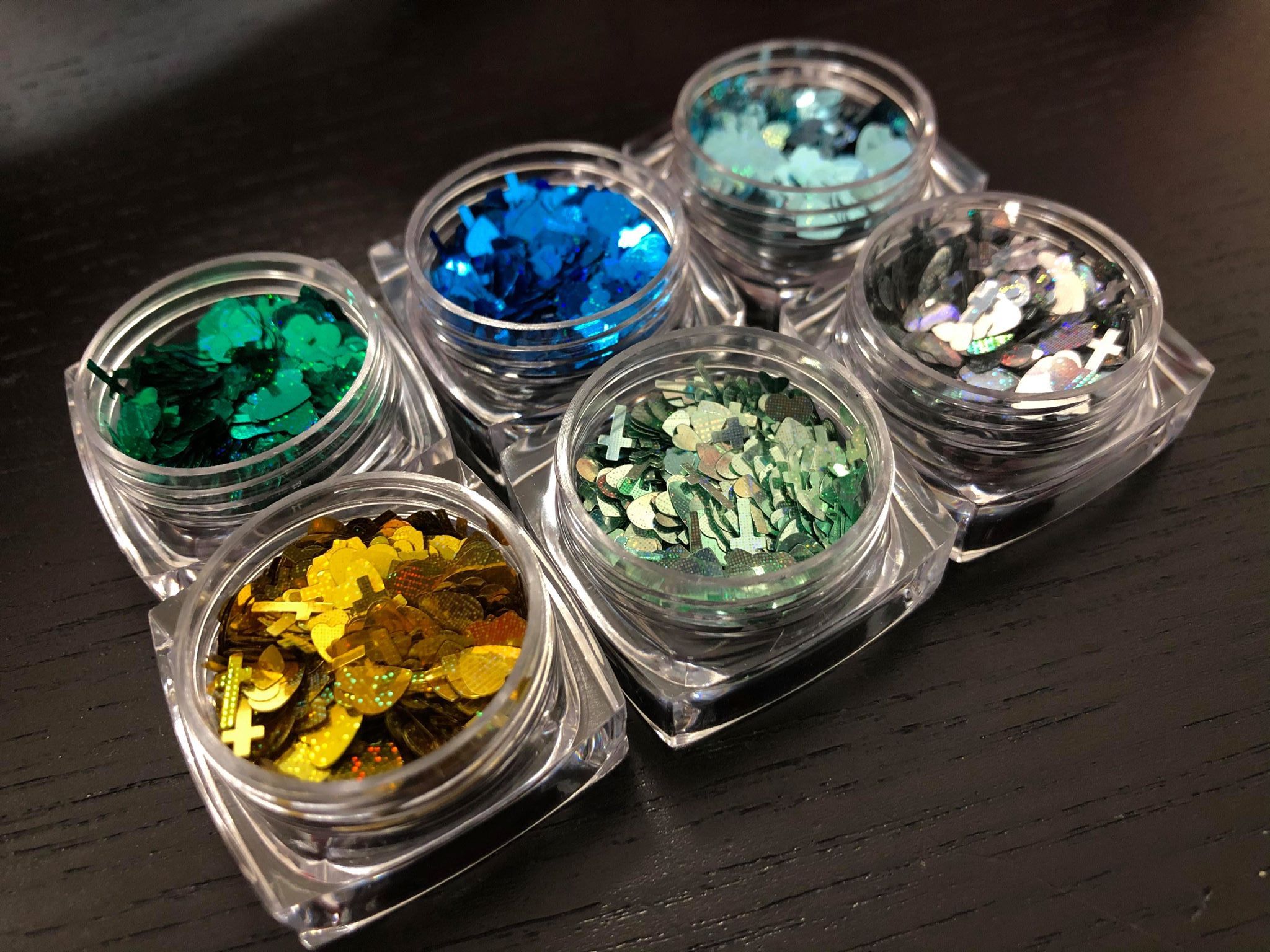 GLITTER - HEART CROSS SHAPE SET 12 COLORS