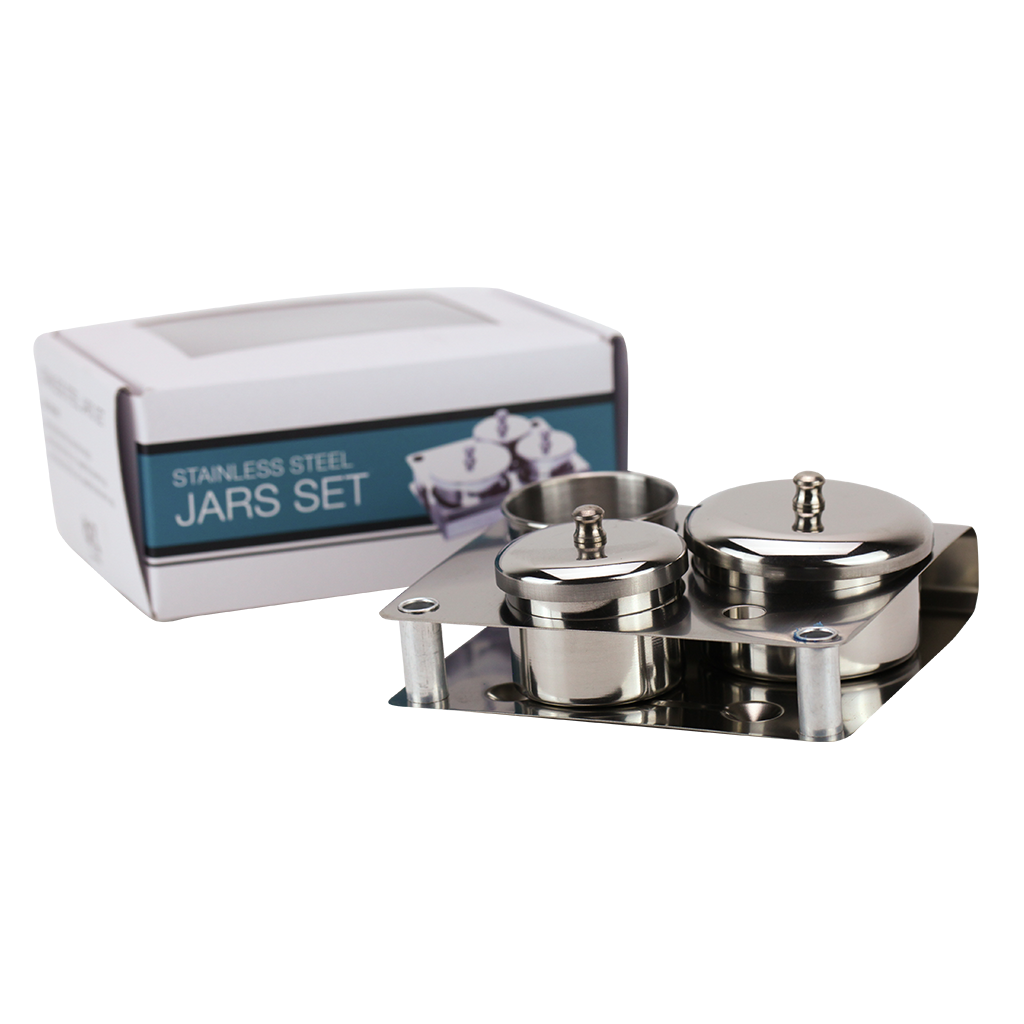 STAINLESS STEEL LIQUID JARS - Set 3 pcs