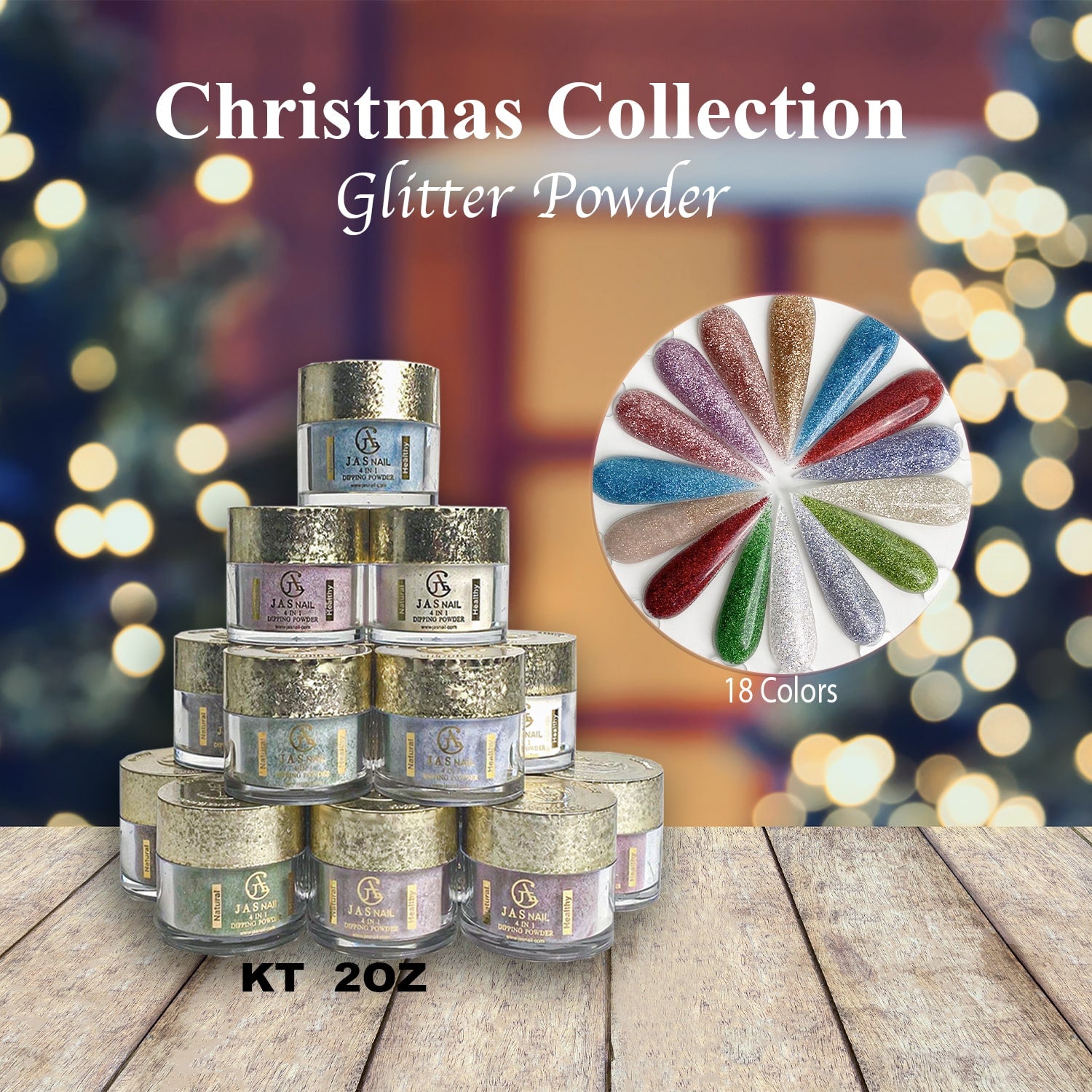CHRISTMAS - COLLECTION 15 COLORS GLITTER POWDER (KT) | 1oz