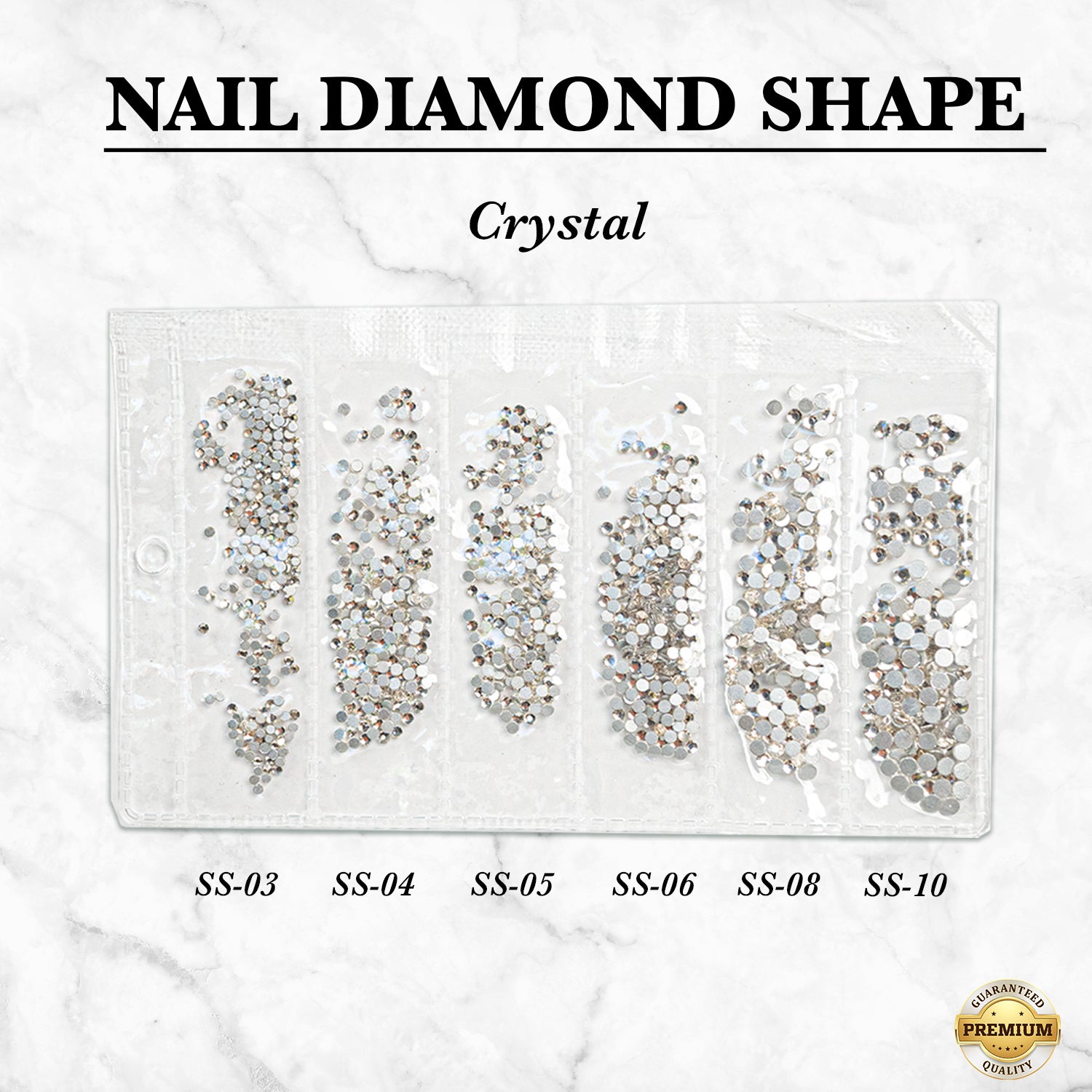 DIAMOND HALF BACK ROUND SHAPE | PACK 6 SIZES