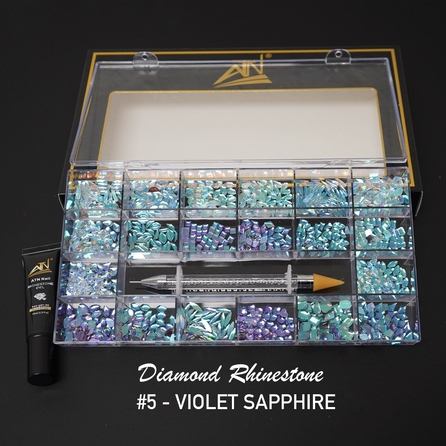 Hộp kim cương mới - Đá Rhinestone nhiều hình dạng | 20 hình dạng/gói
