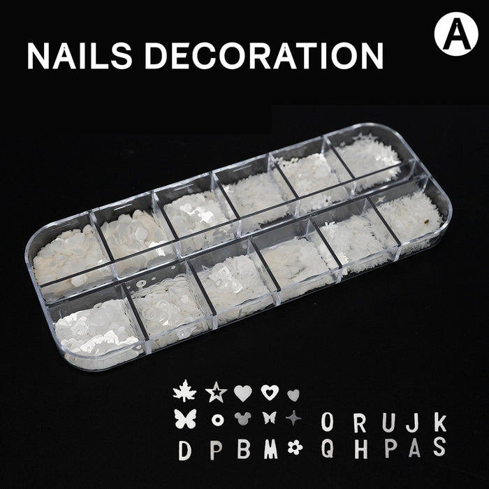 NAILS DECORATION - Multiple Shapes - Heart, Star, Letter, Alphabet, Leaf, Mickey Mouse, Round, Butterfly, Flower