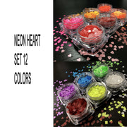BỘ 12 MÀU TRÁI TIM NEON GLITTER