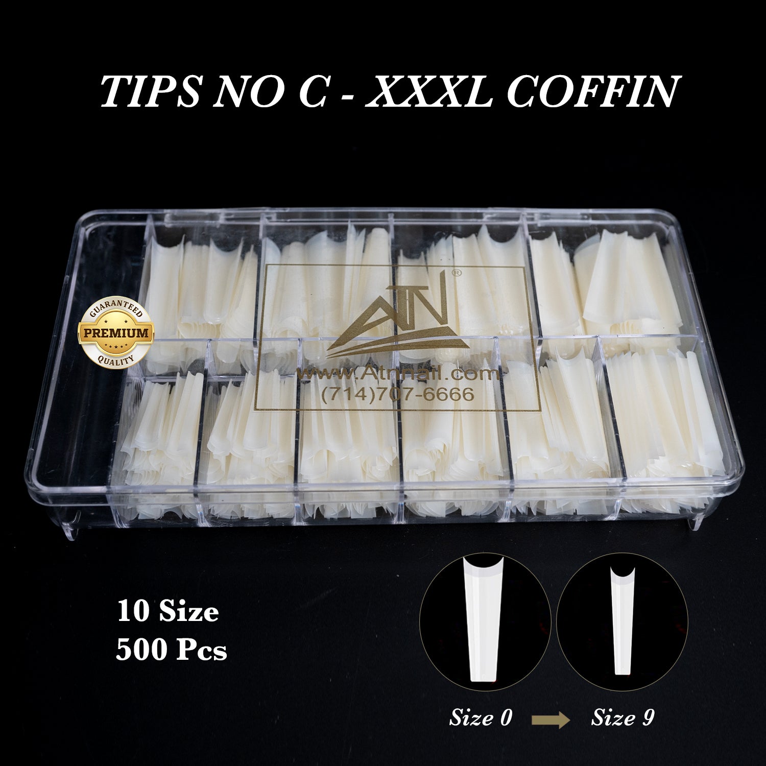 XXXL Coffin No C Tips (0–9)