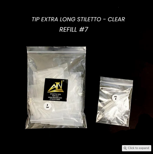 Stiletto No C Curve Nailtips Refill - 450pcs/Bag