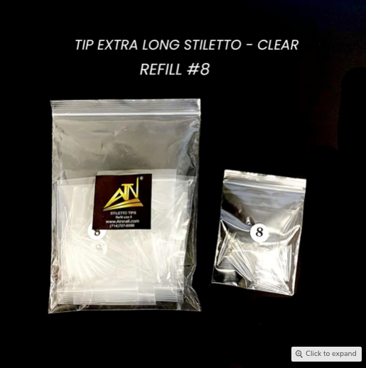 Stiletto No C Curve Nailtips Refill - 450pcs/Bag