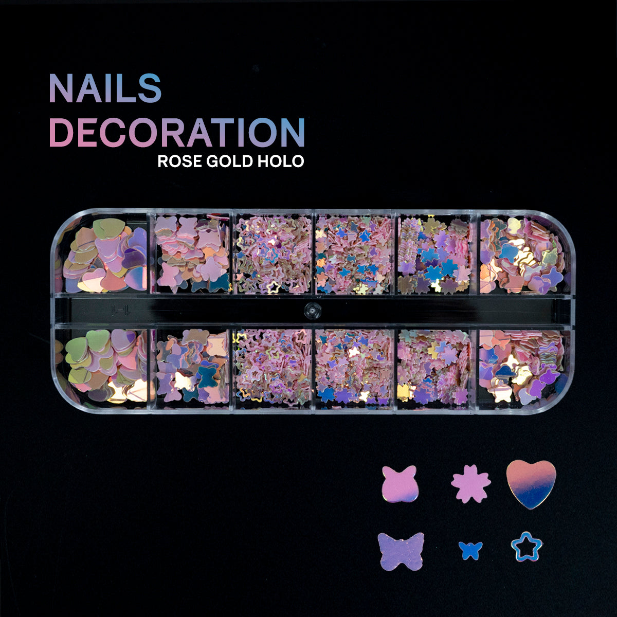 NAILS DECORATION - Multiple Shapes - Heart, Star, Letter, Alphabet, Leaf, Mickey Mouse, Round, Butterfly, Flower