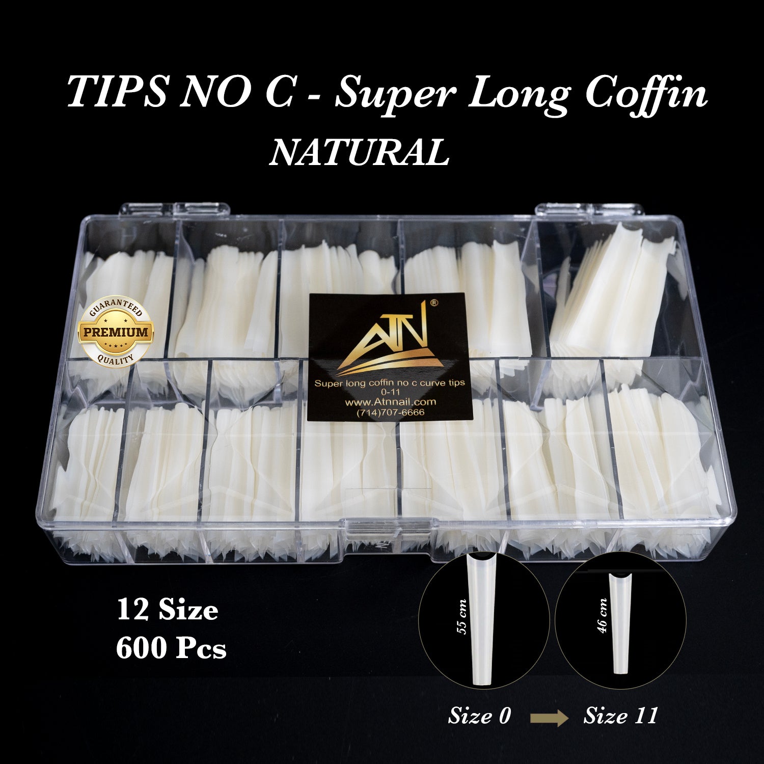 Super Long Coffin No C Curve Tips (0-11)