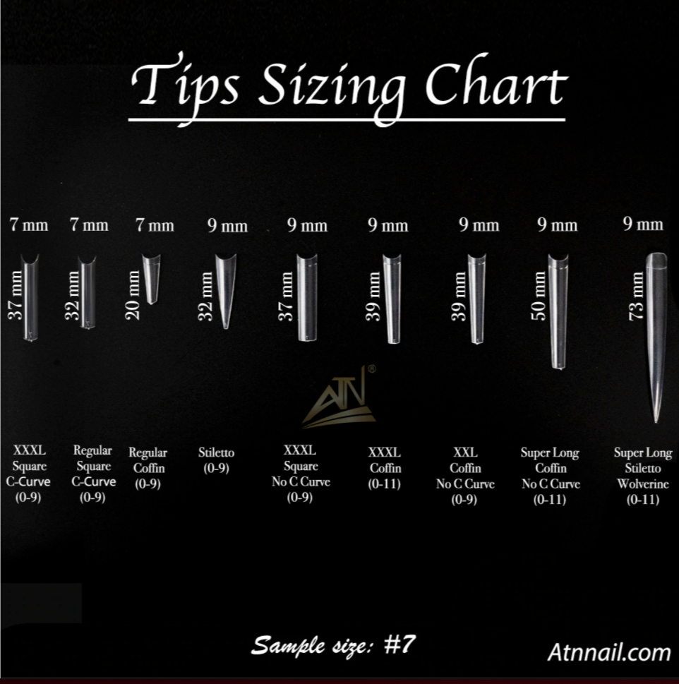 Stiletto Nail Tips (0–9) - 500pcs/Bag