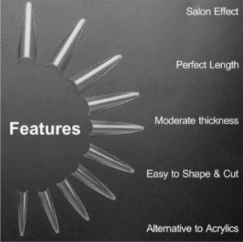 Stiletto Nail Tips (0–9) - 500pcs/Bag