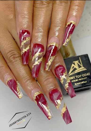 Makeup | Classic Red With Gold Flakes Presson Nails | Poshmark