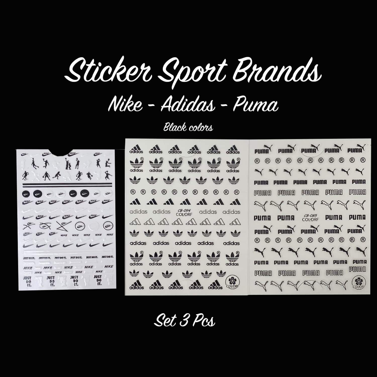 NHÃN DÁN - SPORT BRANDS ĐEN | BỘ 3 miếng