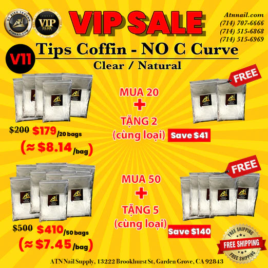 Super Long Coffin No C Curve Tips (0-11)