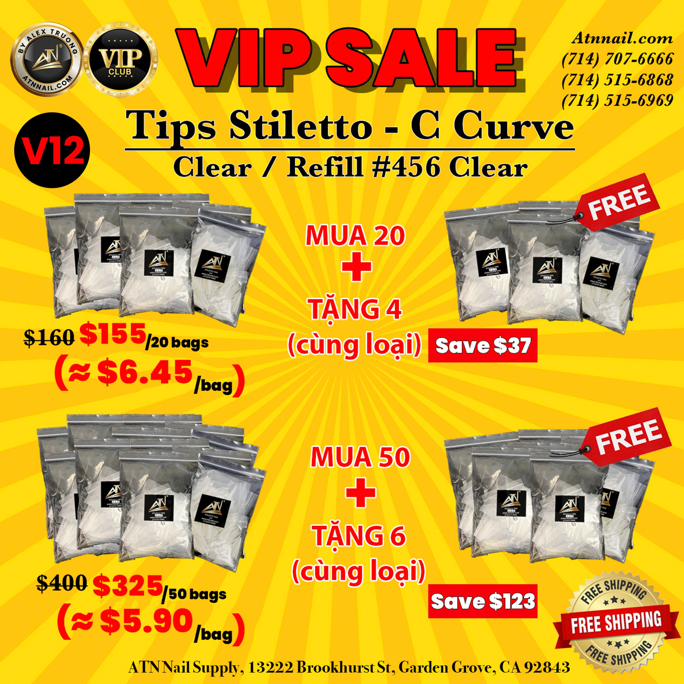 Stiletto Nail Tips (Sizes 0–9, 50pcs/Bag)