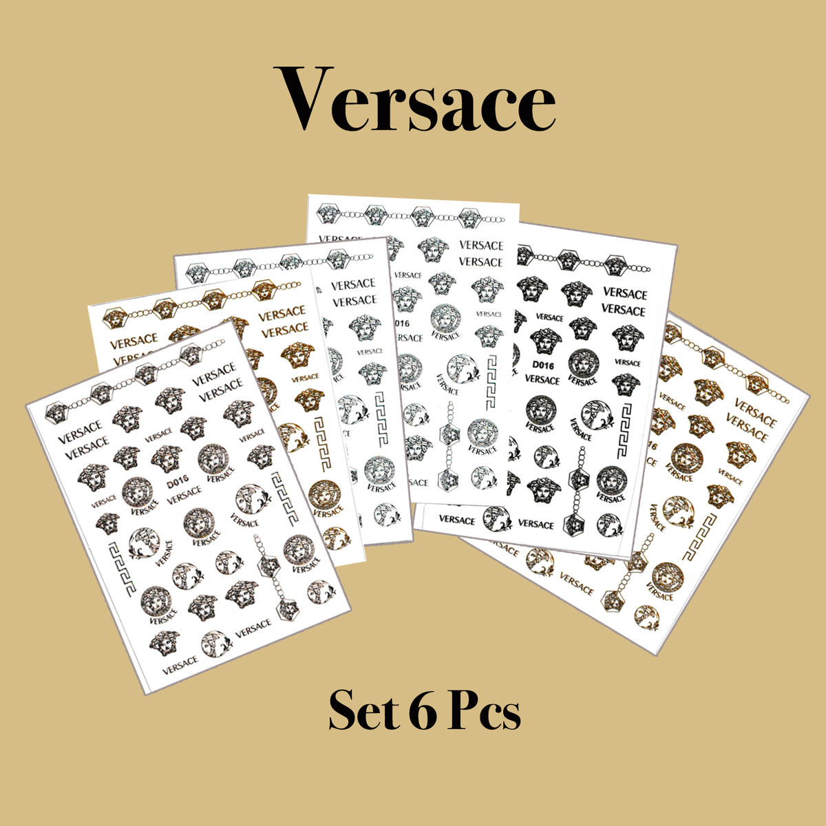 6 Sheets Versace Nail Decals