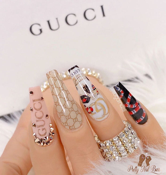 Buy JoyKott 3D Luxury Brand LV Coco Chanel Gucci Nail Art Stickers Online  at desertcartUAE