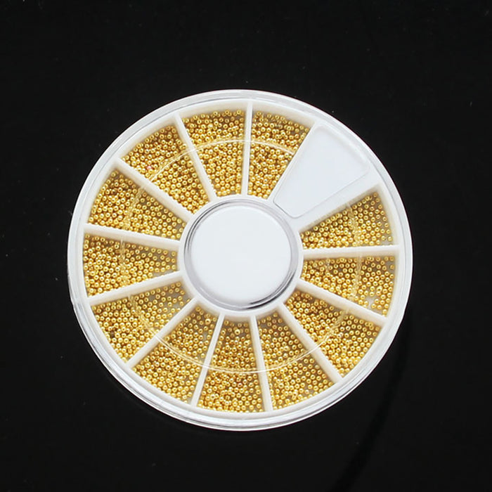 Nail Art Decoration - 1mm Metal Beads Wheel - Gold_Silver_Rose Gold