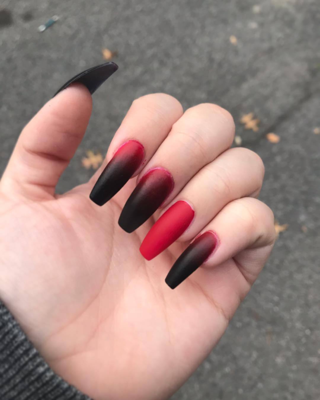 Black & Red Ombre Acrylic Powder