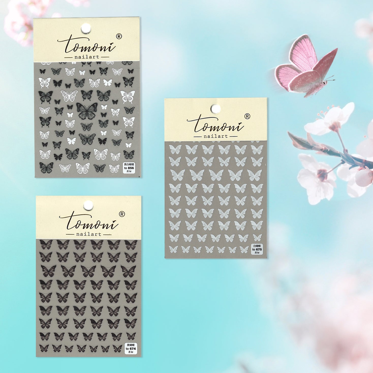 NHÃN DÁN - BƯỚM - Đen &amp; Trắng | BỘ 3 CÁI