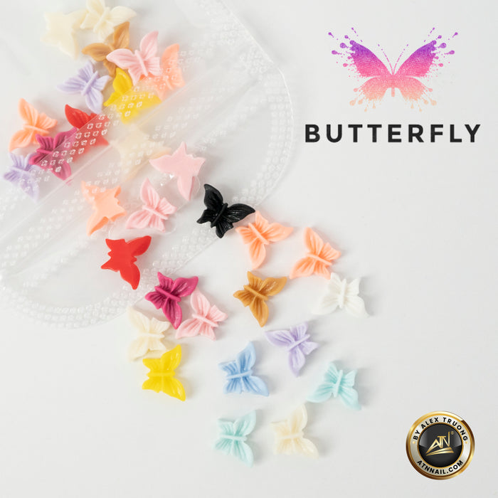 Nails Decoration - 5D Colorful Butterfly / Flower & Pearl