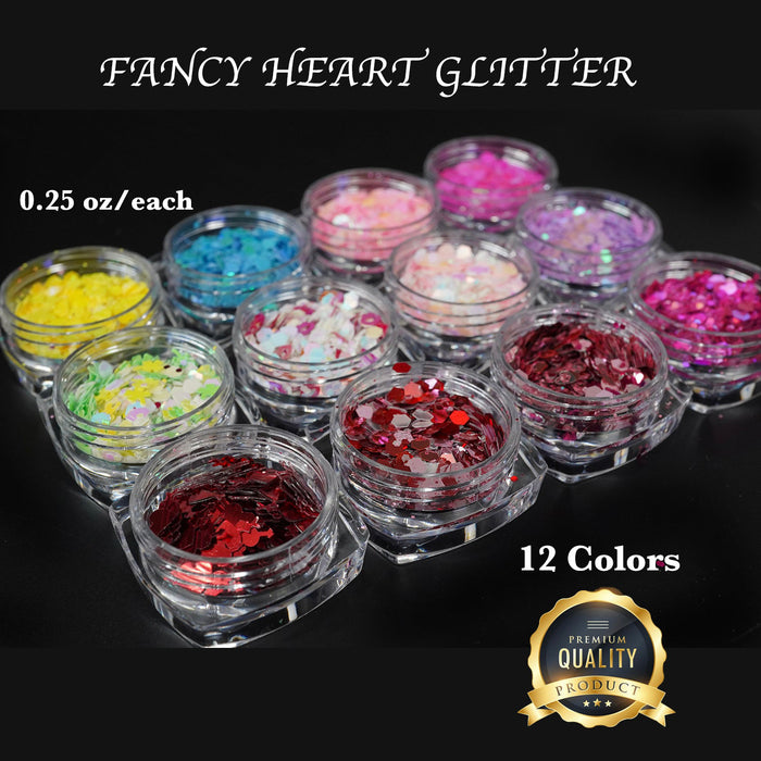GLITTER - FANCY HEART | SET 12 JARS